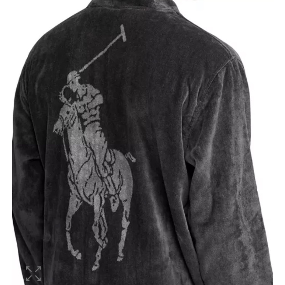 Polo Ralph Lauren Gray Terry Velour kimono style bathrobe EUC size L/XL - Picture 5 of 11